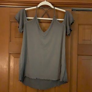American Eagle grey off the shoulder top